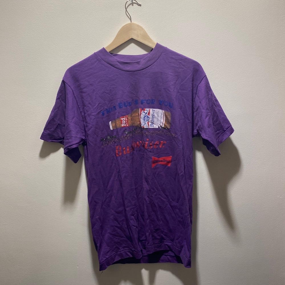 Vintage purple Budweiser beer t shirt men’s medium this bud’s for you
